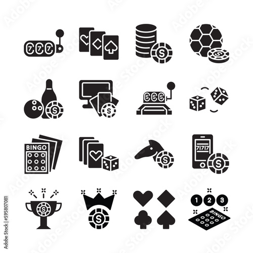 Gambling icon set,  Gambling online vector 