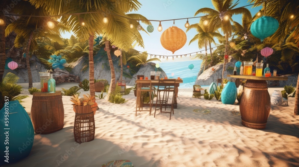 Get lost in an ultrarealistic 8K Caribbean-themed party with an array of flavorful rum cocktails, exotic island cuisine. Generated by AI.