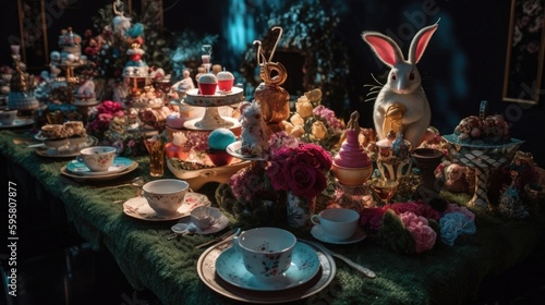 Explore the fantastical and magical world of Alice in Wonderland in stunning ultrarealistic 8K resolution. Generated by AI.