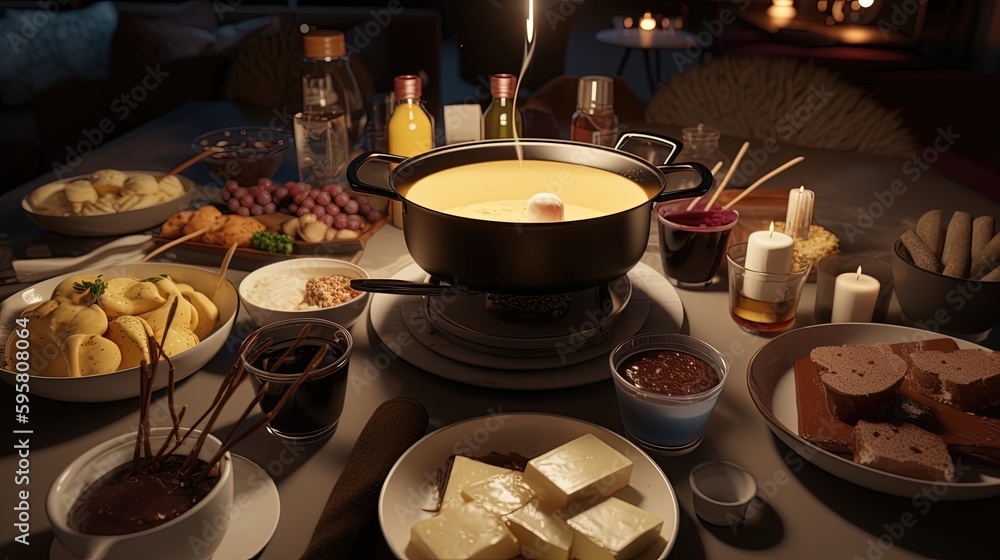 A fondue party with cheese and chocolate is a creative and delicious way to elevate your dining experience and impress your guests with unique and flavorful dishes. Generated by AI. A fondue party with cheese and chocolate is a creative and delicious way to elevate your dining experience and impress your guests with unique and flavorful dishes. Generated by AI.