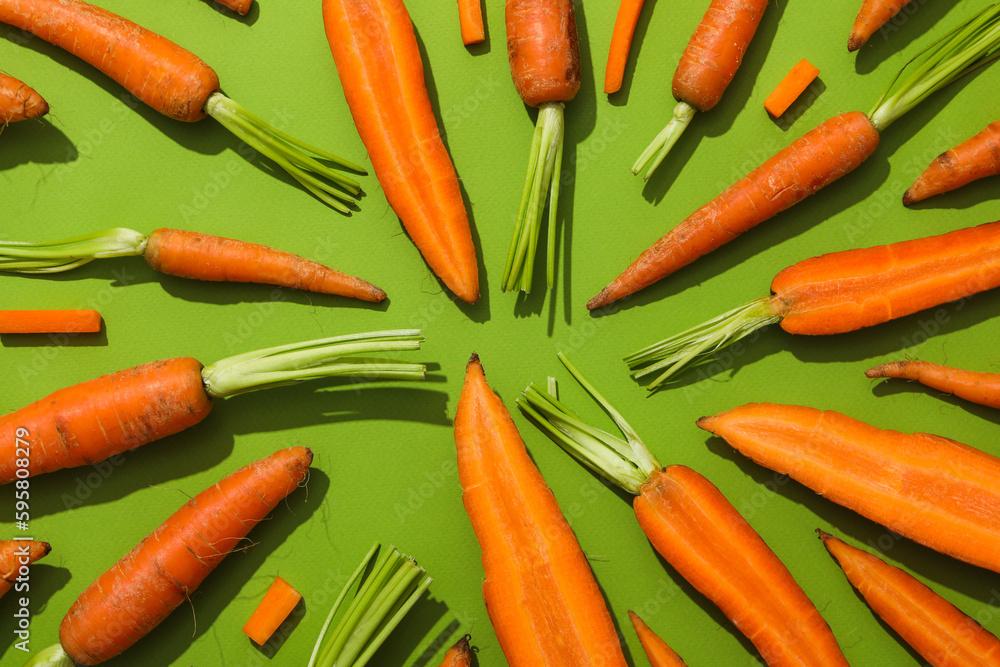 Fresh carrot, concept of harvest, top view Fresh carrot, concept of harvest, top view