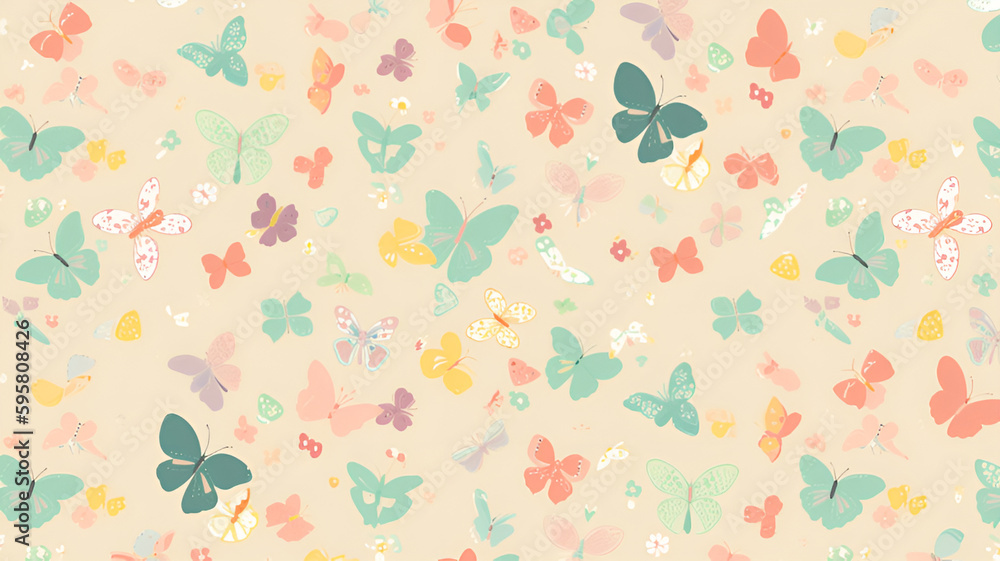 蝶と植物 壁紙 背景 | Generative AI
