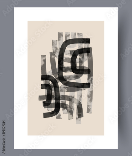 Abstract stripes rambling composition wall art print. Printable minimal abstract stripes poster. Wall artwork for interior design. Contemporary decorative background with composition.