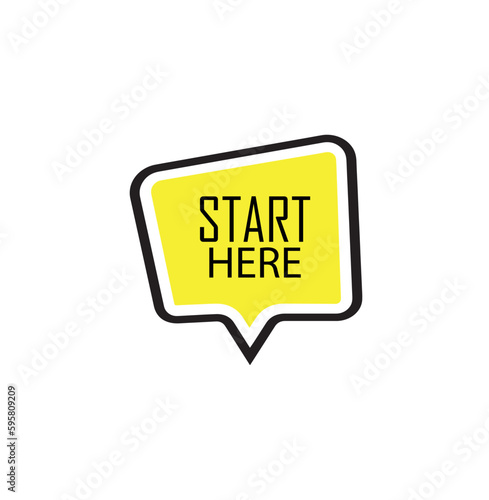 start here sign on white background