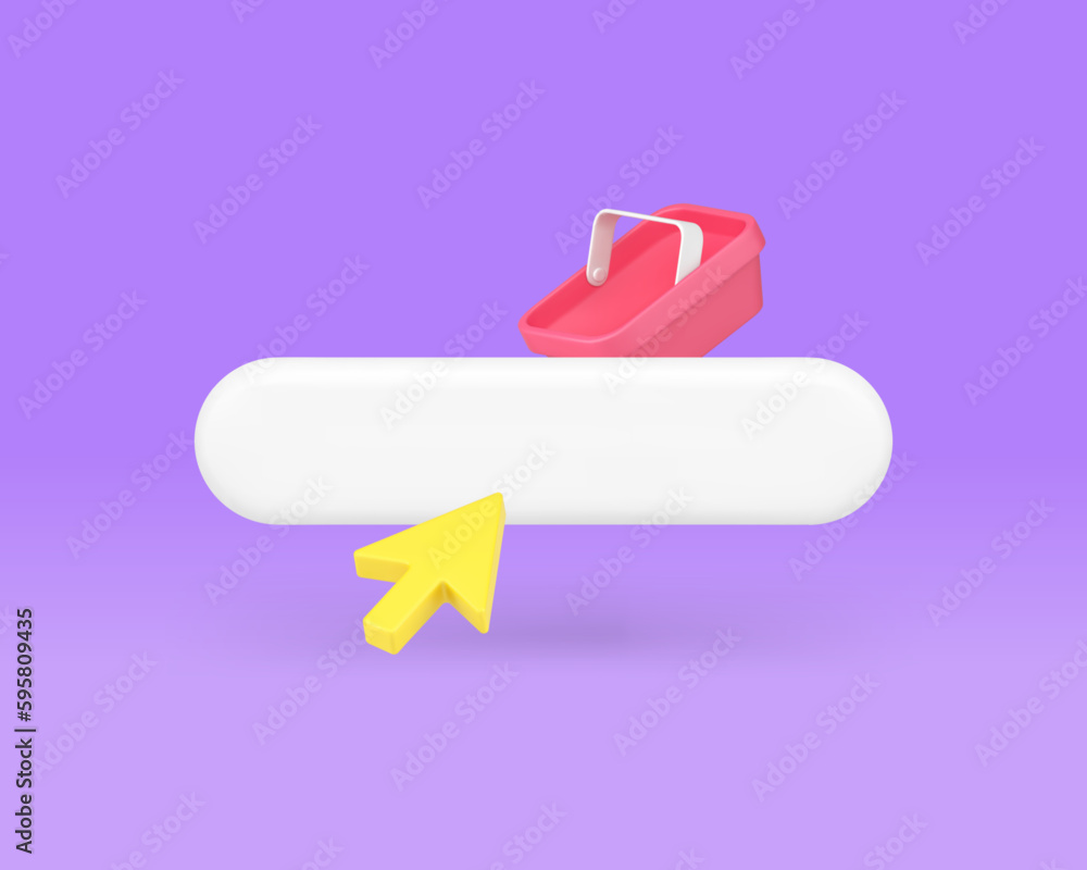 Goods online shopping internet search browser field window arrow cursor 3d icon realistic vector