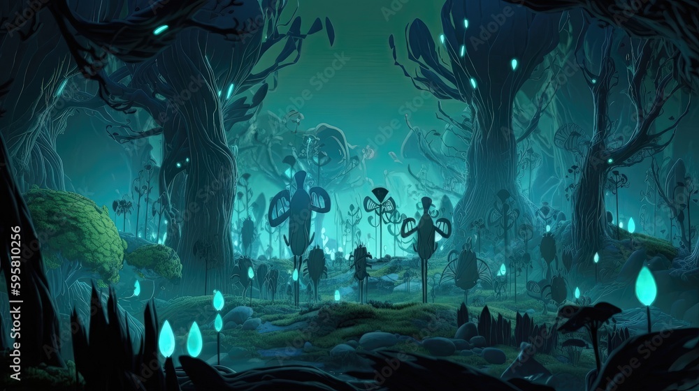 Obraz premium In the enchanted forest, a group of magical guardians work tirelessly to ensure that the natural balance of the land is maintained. Generated by AI.