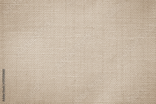 Jute hessian sackcloth canvas woven texture pattern background in light beige cream brown color blank empty	 photo