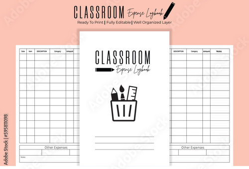 Vector classroom expense logbook journal kdp interior