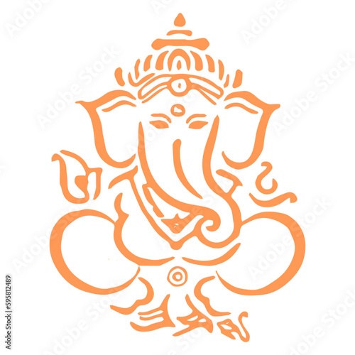 Hindu God Ganesha Sketch Outline Art
