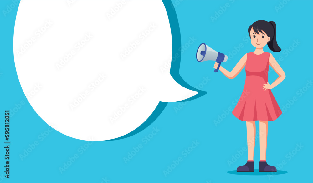 woman holding megaphone. media marketing vector illustration woman holding megaphone. media marketing vector illustration