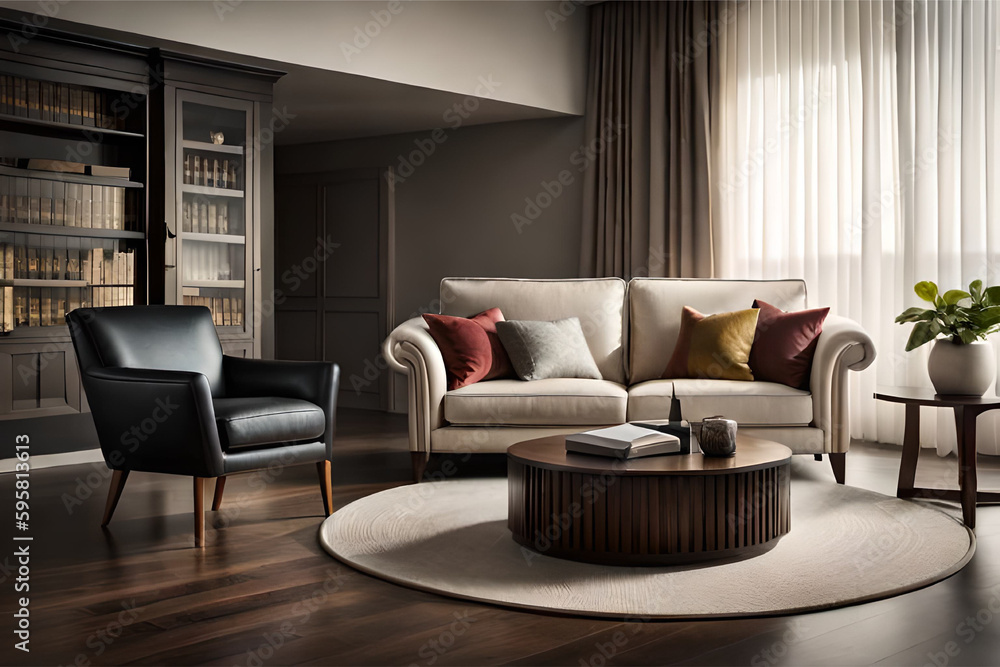 The interior design of a living room that's perfect for a movie lover, with comfortable seating and a large screen for watching films | Generative AI The interior design of a living room that's perfect for a movie lover, with comfortable seating and a large screen for watching films | Generative AI