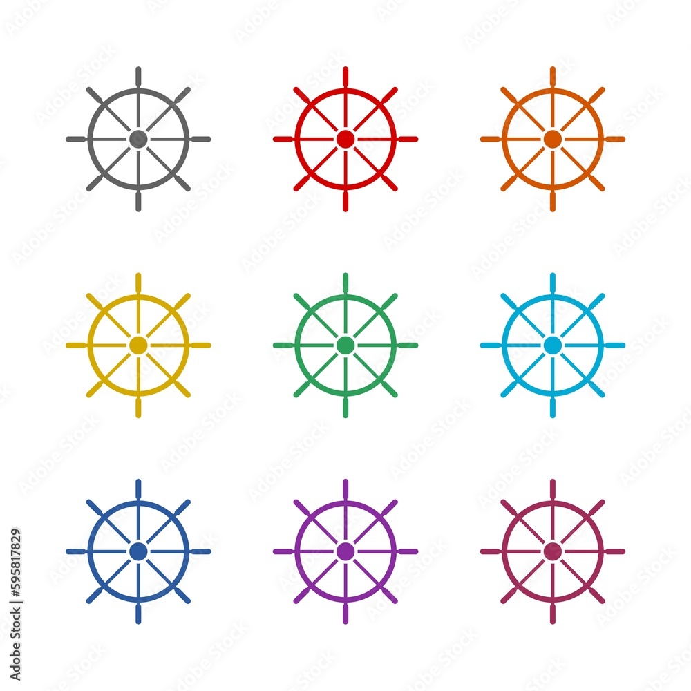 Steering wheel icon isolated on white background. Set icons colorful Steering wheel icon isolated on white background. Set icons colorful