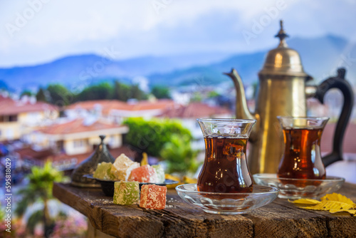 Photography Cup of traditional turkish tea