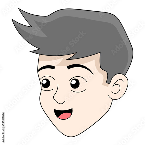 emoticon boy head with happy and handsome expression