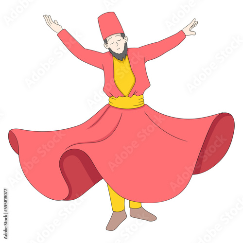 man doing the traditional Turkish dance Dervishes Whirling