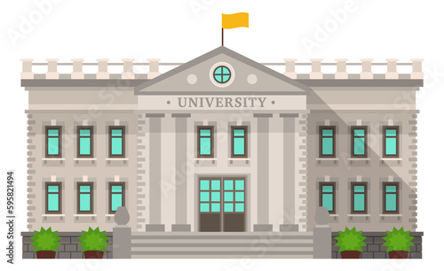 University icon. Higher education symbol. Buiding exterior