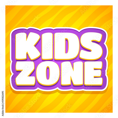 Kids zone banner. Fun and play area. Children place logo photo