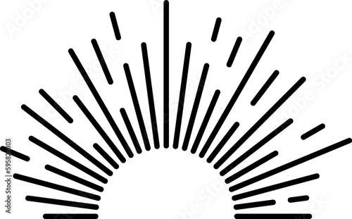 Sun beam logo. Decorative black light rays