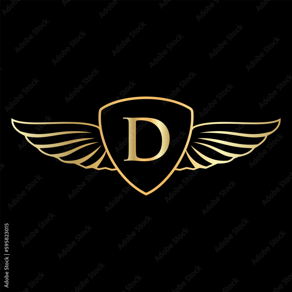 Initial Wing Logo On Letter D Alphabet For Transportation Logo Symbol Initial Wing Logo On Letter D Alphabet For Transportation Logo Symbol