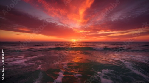A fiery sunset over the ocean © JLBGames