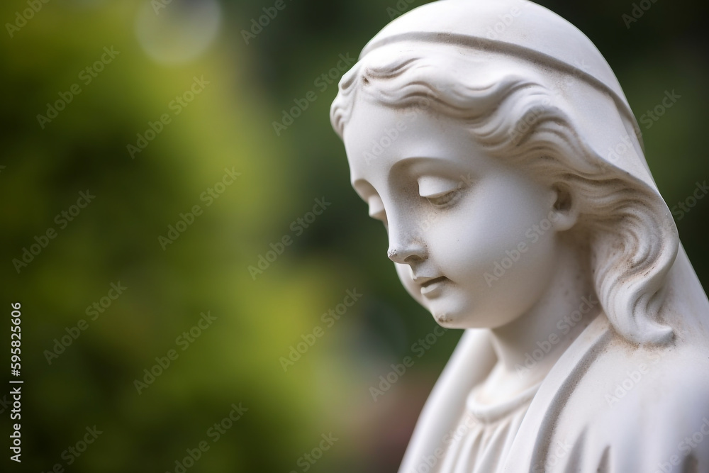 Plaster statue of the Virgin Mary mother of Jesus - ai generative