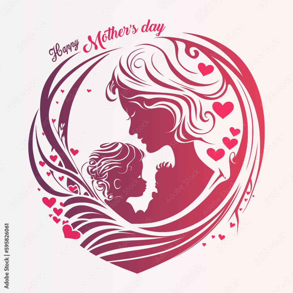 Mother and child hugging in heart shaped frame ornamental