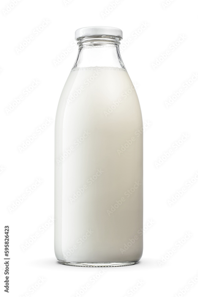 Milk a glass bottle with twist off screw cap isolated. Transparent PNG image. Milk a glass bottle with twist off screw cap isolated. Transparent PNG image.