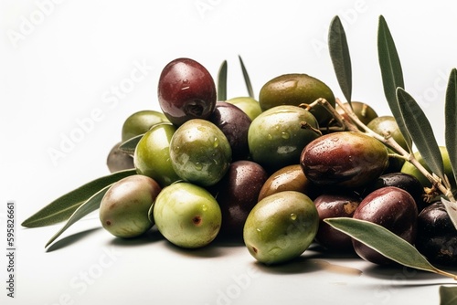 White background oil of olives. Generative AI