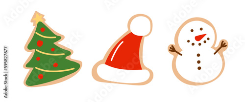 Christmas paraphernalia. Flat, colorful, Christmas decorations. Vector illustration