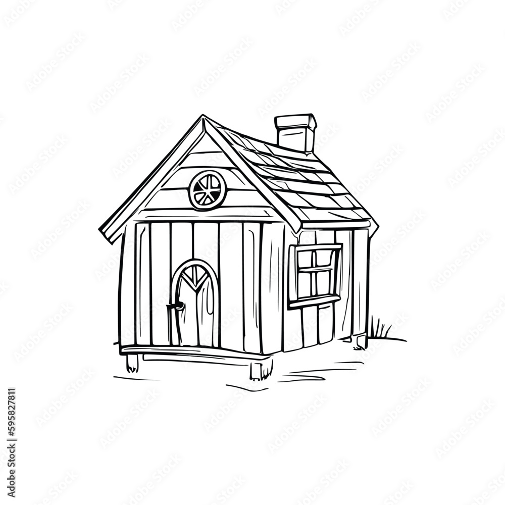 Animal house coloring book, Dog house coloring page, black and white ...