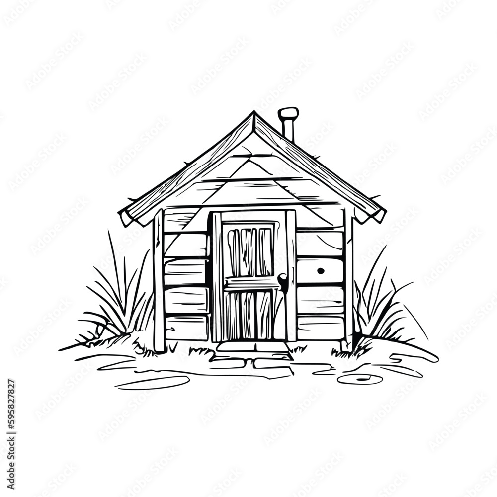 Animal house coloring book, Dog house coloring page, black and white