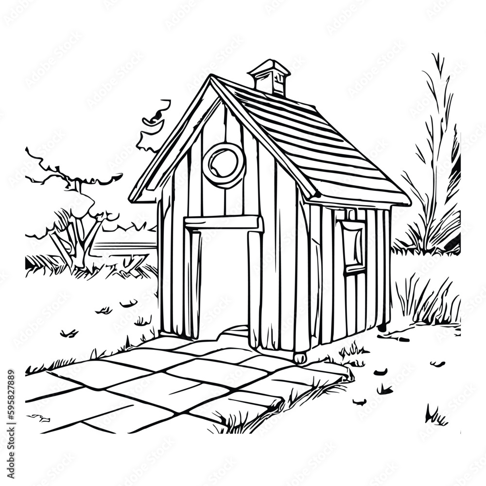 Animal house coloring book, Dog house coloring page, black and white ...