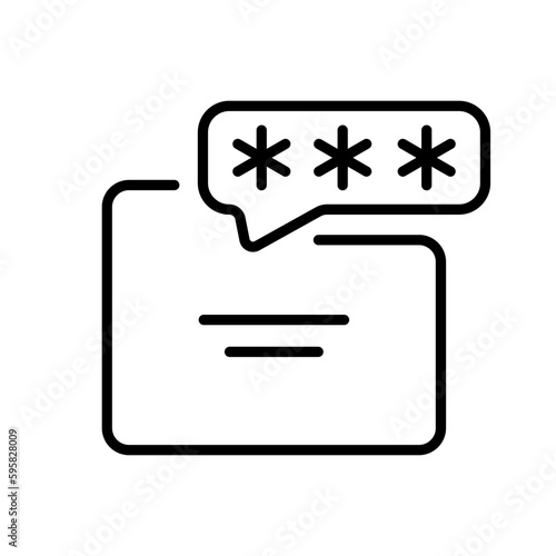 Protected folder. Line icon, black, folder with password. Vector icon.