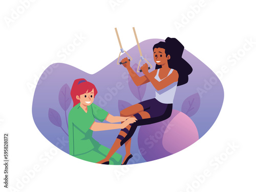 Physical rehabilitation and therapy medical concept of banner, flat vector isolated.