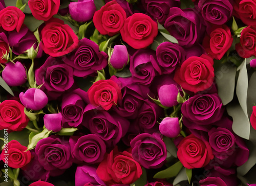 Background of red and pink rosebuds.