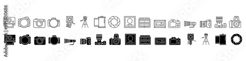 Foto camera icon vector set. photo illustration sign collection. focus symbol. cam logo or mark.