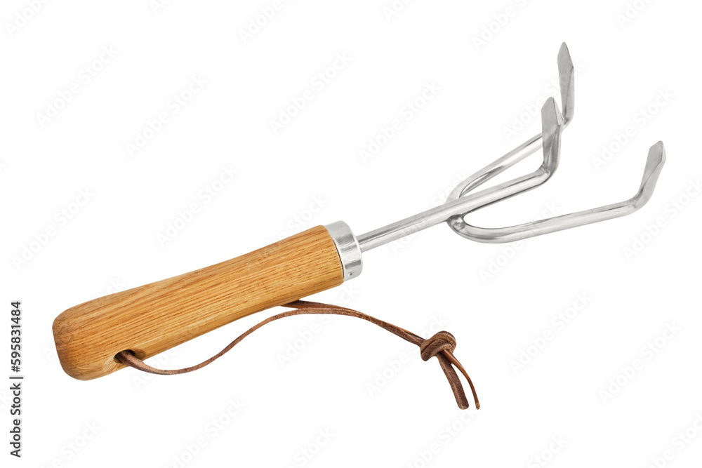 Garden hand grubber with wooden grip isolated on white background Garden hand grubber with wooden grip isolated on white background