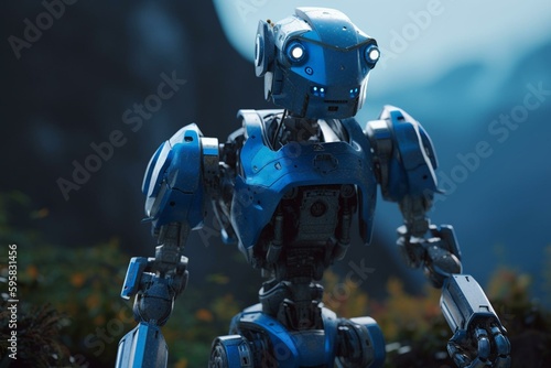 Asturias robot with 3D rendered background. Generative AI