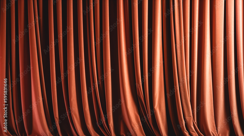 Fototapeta premium Brightly lit brown curtains for your background, generative AI.