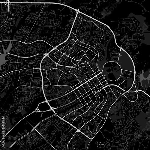 Map of Abuja city, Nigeria. Urban black and white poster. Road map with metropolitan city area view.
