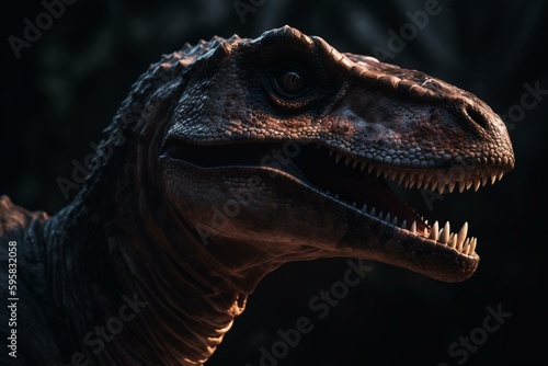 Image depicting a velociraptor-like dinosaur. Generative AI