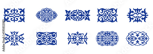 Islamic ornament vector, persian motiff. Asian floral designs. Abstract Asian elements of the national pattern of the ancient nomads of the Kazakhs, Kyrgyz, Mongols, Tatars, Uzbeks, Tajiks and other