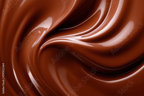 Melted chocolate surface . Ai. Liquid chocolate close-up background.  photo