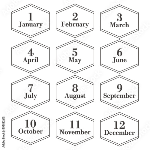 シンプルなフレームとカレンダーの見出し文字デザインセット