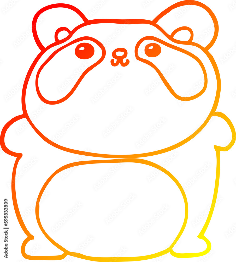 warm gradient line drawing of a cartoon panda warm gradient line drawing of a cartoon panda