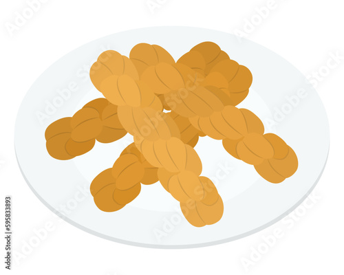 中華菓子の麻花のイラスト