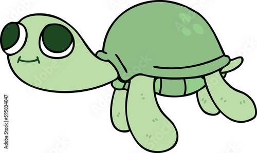 hand drawn quirky cartoon turtle