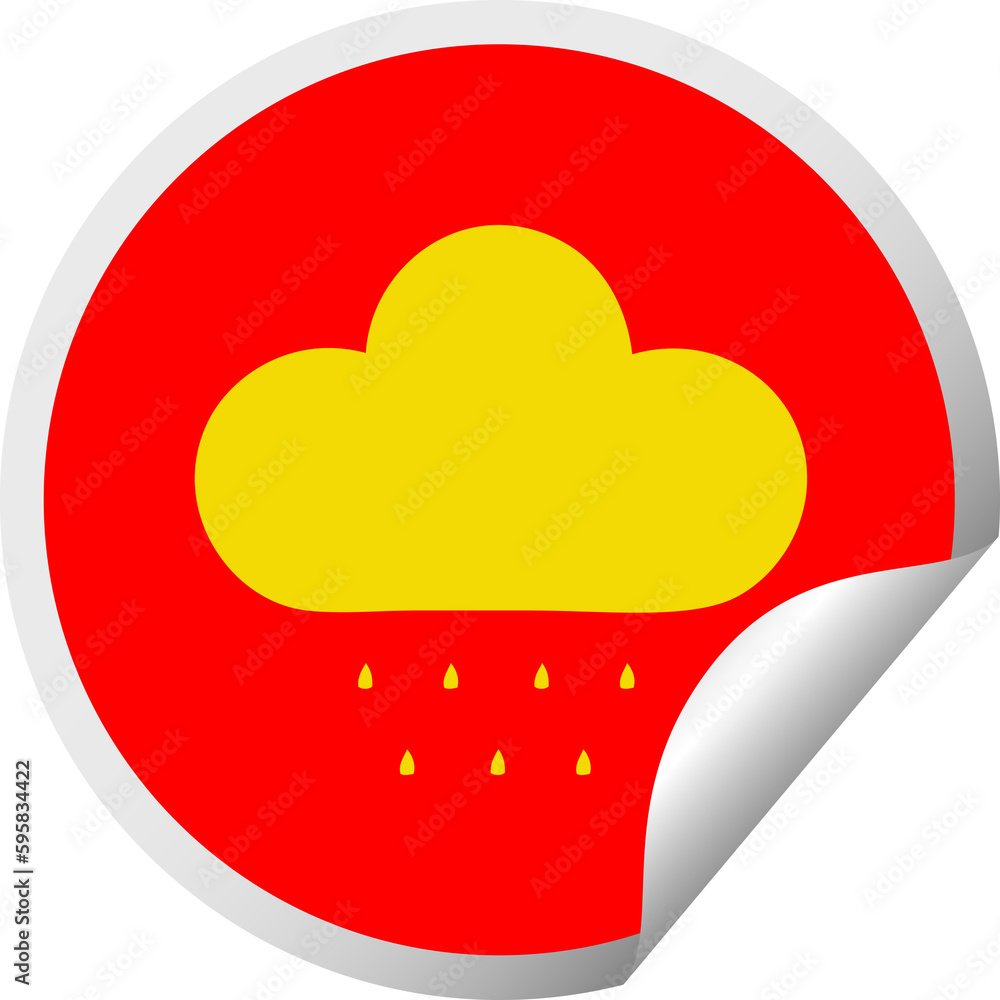 circular peeling sticker cartoon of a rain cloud circular peeling sticker cartoon of a rain cloud