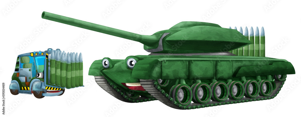 Tank Smiling cartoon happy and funny heavy military tank isolated Stock Illustration ...