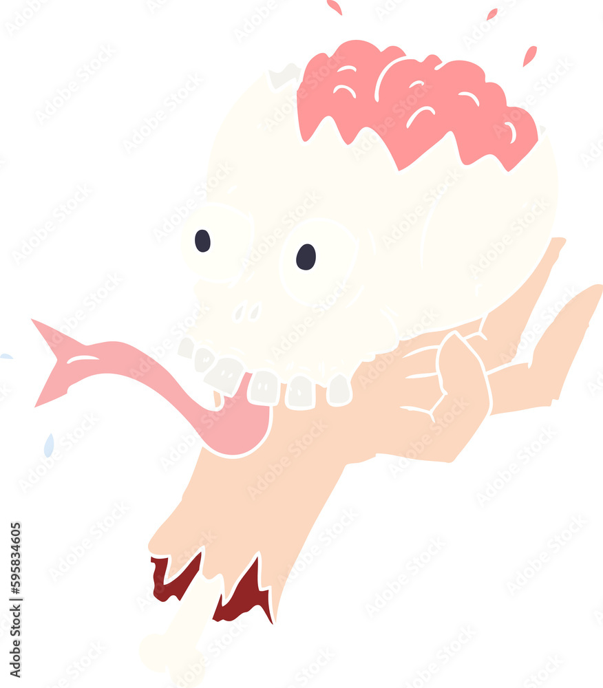 flat color style cartoon halloween skull in zombie hand flat color style cartoon halloween skull in zombie hand